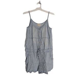 Cloth & Stone Sleeveless Blue Chambray Button-Front Romper 100% Lyocell Size M